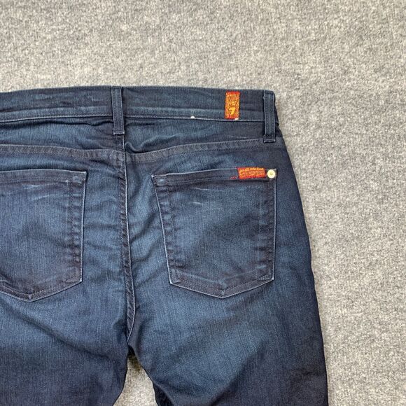 7 For All Mankind Jeans Womens 28 Blue Denim High Waist Skinny Ankle Whiskered - Picture 9 of 11